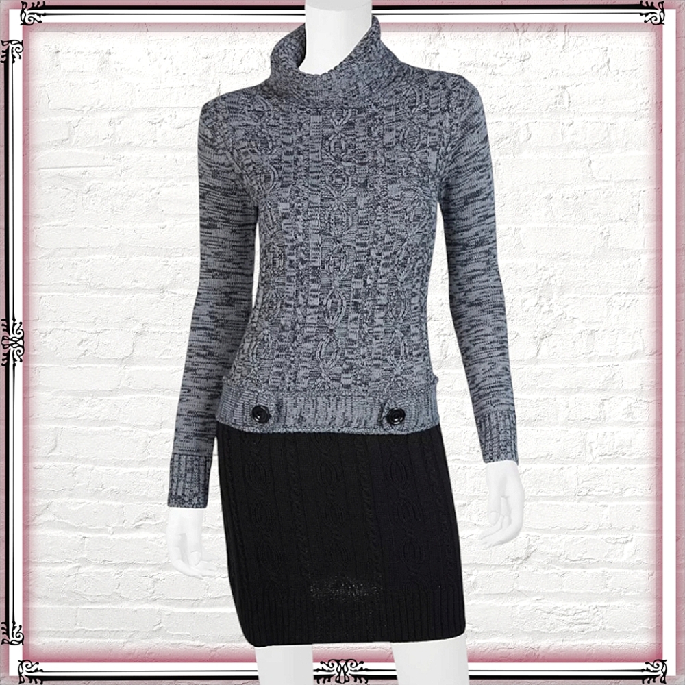 Iz Byer Drop Waist Color Block Turtleneck Sweater… - image 1